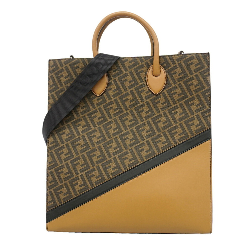 Fendi Zucca Leather Tote Bag, Brown, 2-way Bag for Men, P3546774